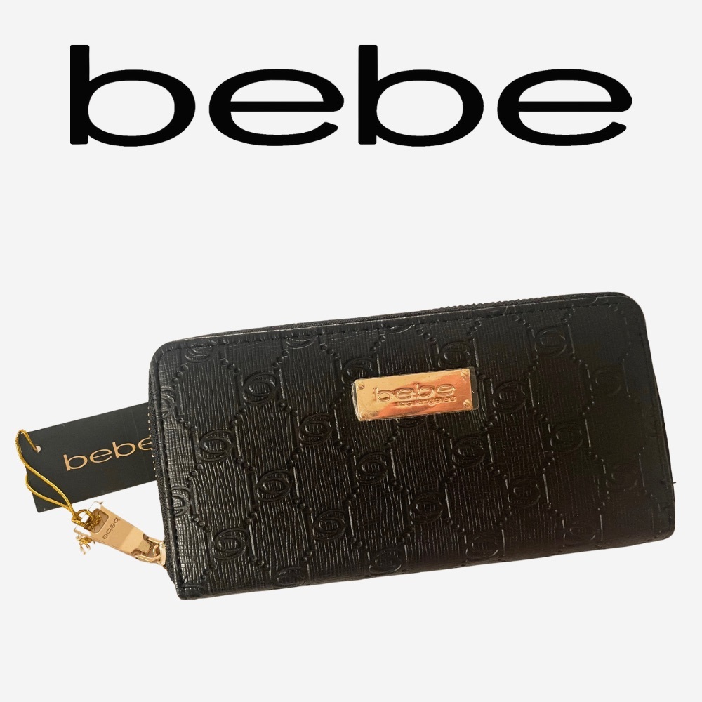 NWT Bebe Alana Wallet Black Embossed Logo